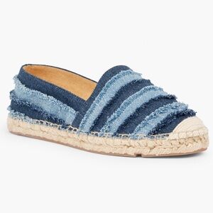 Talbots Izzy fringe espadrille flats in dark and light denim